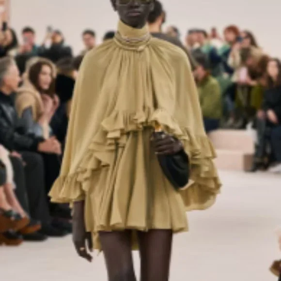 See by Chloe black ruffled 3/4 sleeve crepe-like boat neck blouse, size 4-EU 34 - Picture 8 of 11